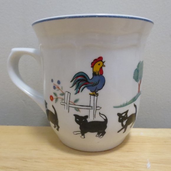 Oneida Genuwine Stoneware Coffee Tea Mugs X3 Farm Friends Theme - Picture 4 of 7